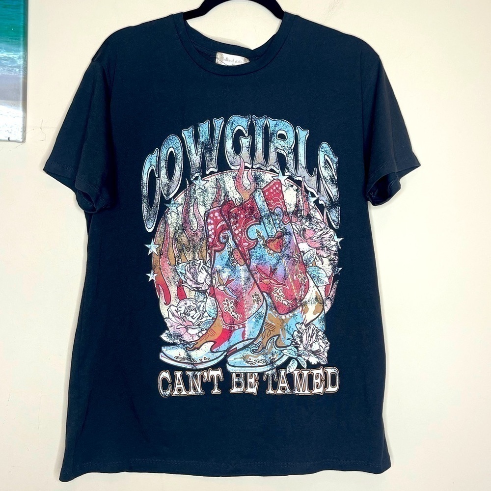 altar'd state graphic black cowgirls cant be tamed oversized short sleeve tshirt